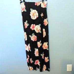 F21 Floral Maxi Slit Skirt